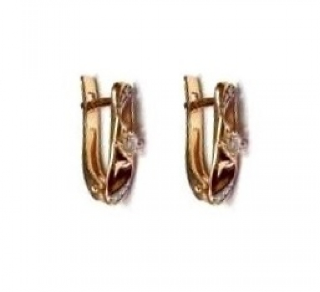 Серьги 100021F027 (Au 585) Серебряные грани, ювелирная компания