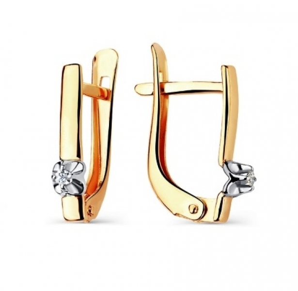 Серьги 100021G270 (Au 585) Серебряные грани, ювелирная компания