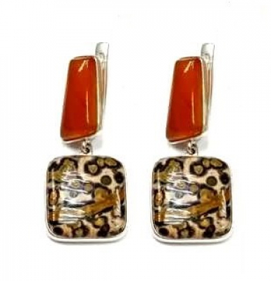 Серьги с1450ЯшмпСерд (Ag 925) Серебряные грани, ювелирная компания