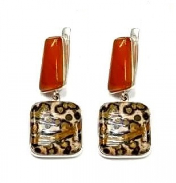 Серьги с1450ЯшмпСерд (Ag 925) Серебряные грани, ювелирная компания