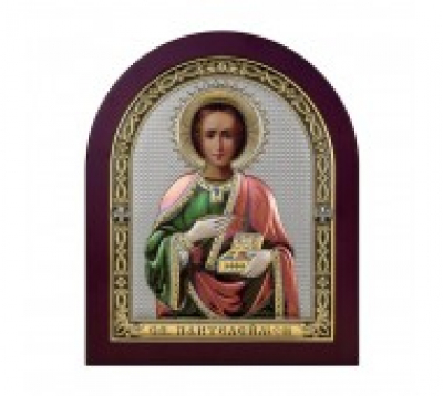 Икона настольная 6405-1CW Св.Пантелеймон Целитель Серебряные грани, ювелирная компания
