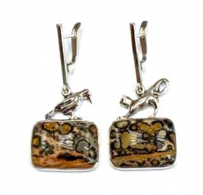 Серьги с10147Яшмп (Ag 925) Серебряные грани, ювелирная компания