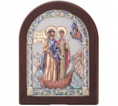 Икона настольная 84130-4COL Св.Петр и Февронья Серебряные грани, ювелирная компания