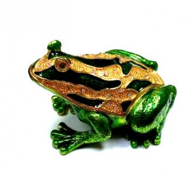 Сувенир Шкатулка Лягушка Зеленая 1 Серебряные грани, ювелирная компания