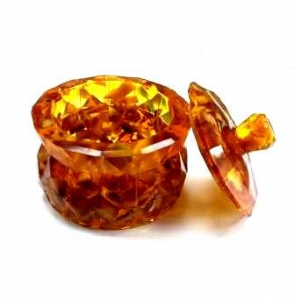 Шкатулка для хранения ШК05 Янтарная Серебряные грани, ювелирная компания