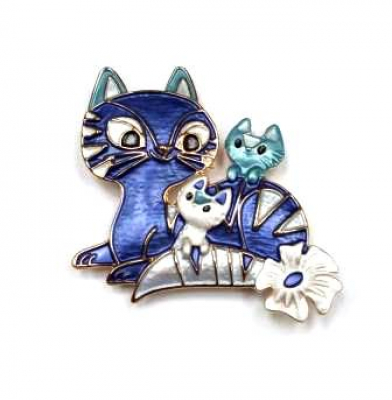Брошь Магнит Кошечки семья п Серебряные грани, ювелирная компания