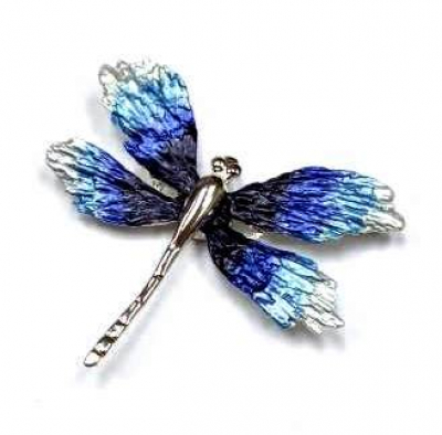 Брошь Магнит Стрекоза большая Серебряные грани, ювелирная компания