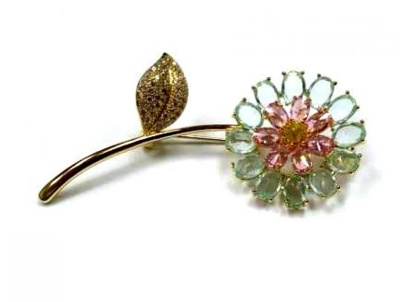 Брошь Цветок 22п Серебряные грани, ювелирная компания