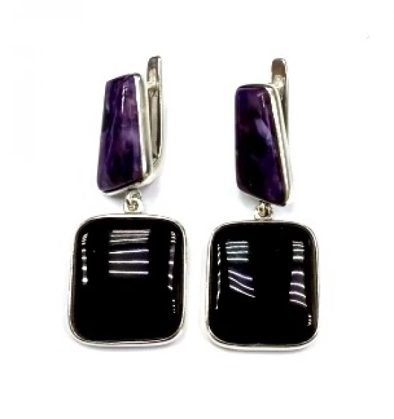 Серьги с1450ОбЧар (Ag 925) Серебряные грани, ювелирная компания