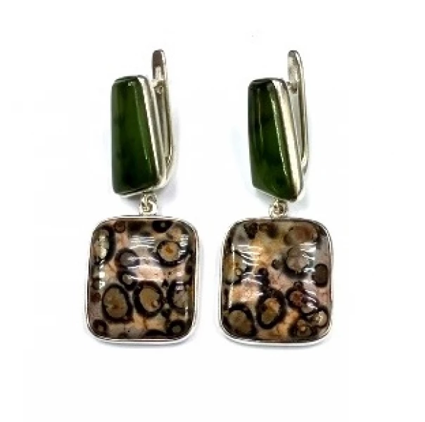 Серьги с1450ЯшмпНф (Ag 925) Серебряные грани, ювелирная компания