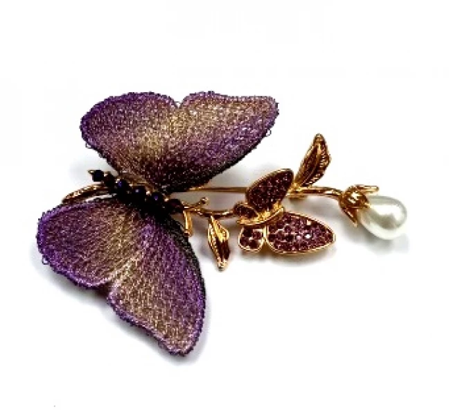 Брошь Бабочки 2 Серебряные грани, ювелирная компания