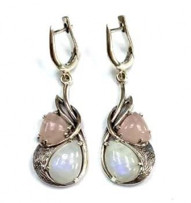 Серьги 734сЛунМрг (Ag 925) Серебряные грани, ювелирная компания