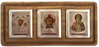 Икона автомобильная ДТ05Ртриптих Серебряные грани, ювелирная компания