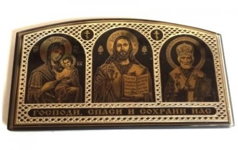 Икона автомобильная Д01Атриптих Серебряные грани, ювелирная компания