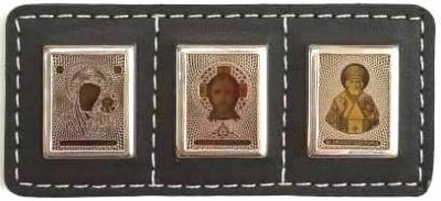 Икона автомобильная КТП05Ртриптих Серебряные грани, ювелирная компания