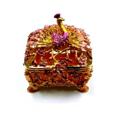 Сувенир Шкатулка Павлин 4 Серебряные грани, ювелирная компания