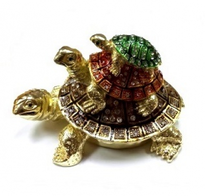 Сувенир Шкатулка Три черепахи Серебряные грани, ювелирная компания