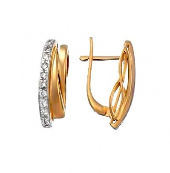 Серьги 1241389 (Au 585) Серебряные грани, ювелирная компания