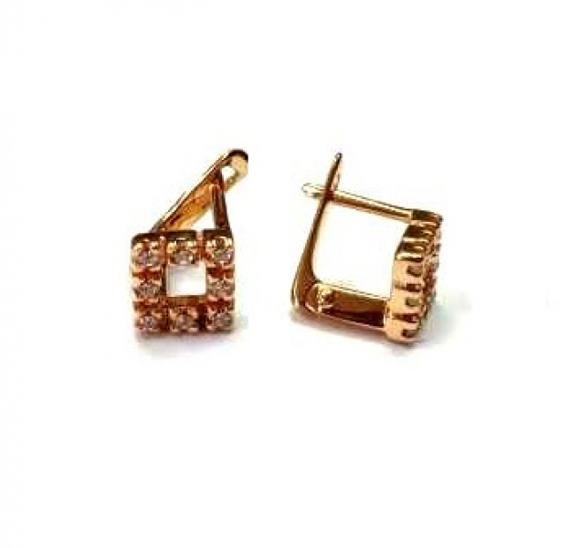 Серьги 25164 (Au 585) Серебряные грани, ювелирная компания