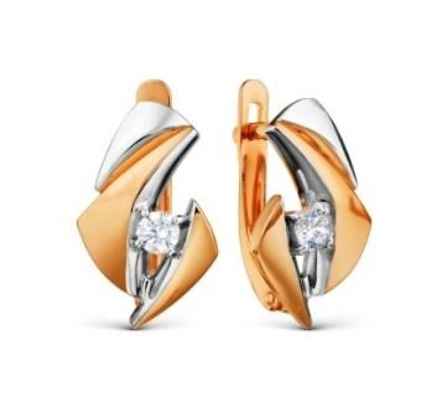 Серьги Т142029026 (Au 585) Серебряные грани, ювелирная компания