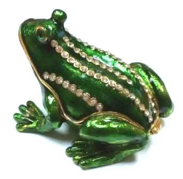 Сувенир Шкатулка Лягушка Зеленая 4 Серебряные грани, ювелирная компания